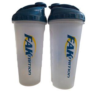 Faktrition Clear and Blue 28oz BPA Free Shaker Bottles (2 Pack)